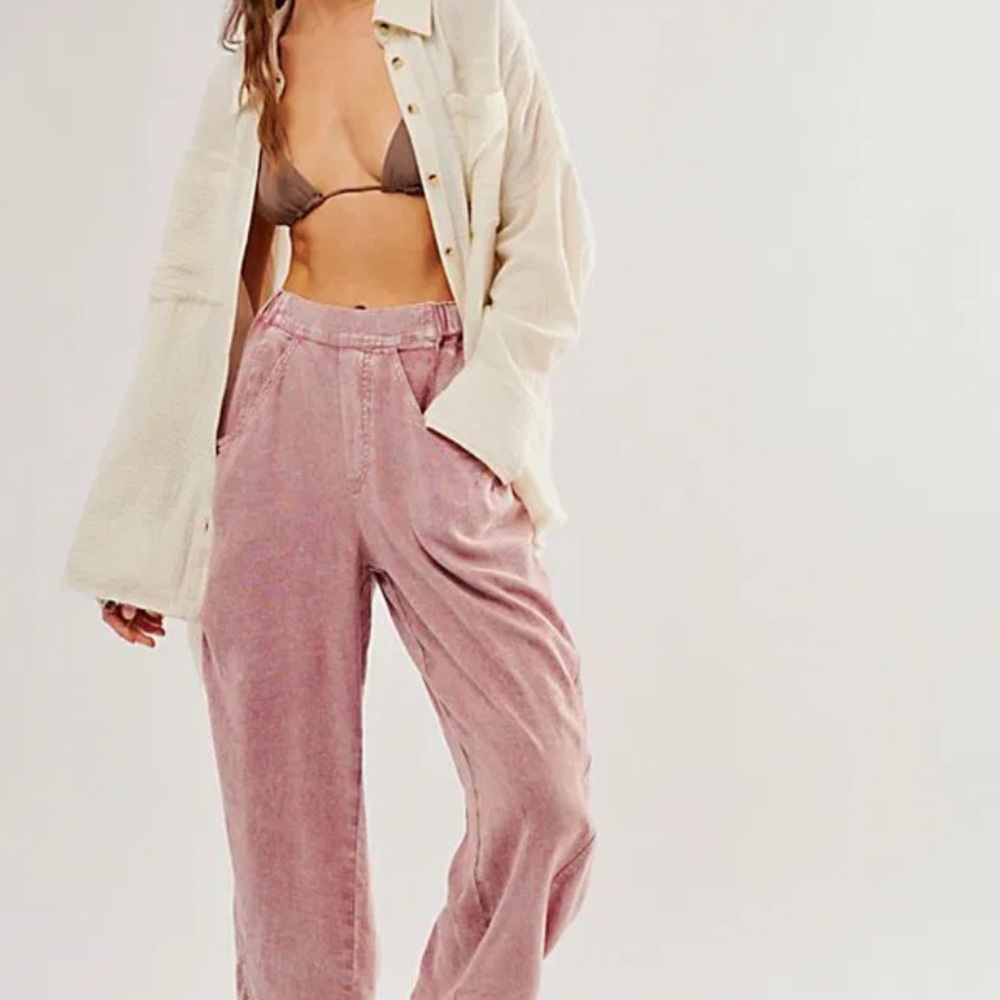Free People Pink Barrel Leg Pants HIGH ROAD S - Picture 2 of 4